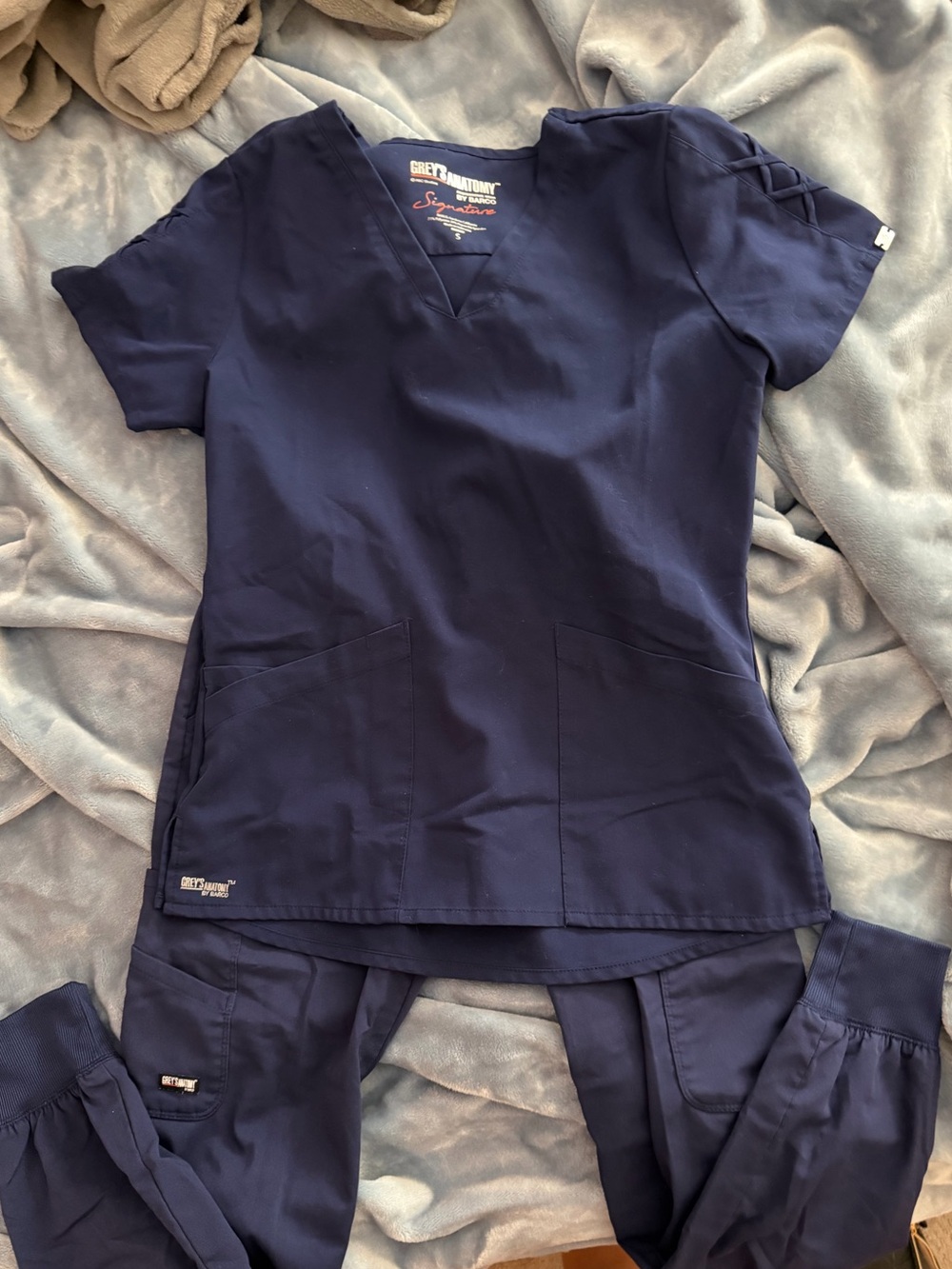 Barco Uniforms Navy Scrub Set with Signature Script